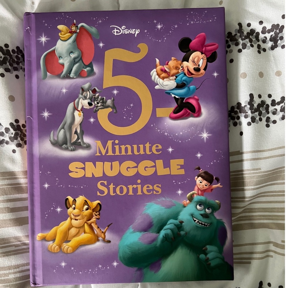 Disney 5-Minute Snuggle Stories Hardcover Padded Book Kids Bedtime Tales Purple